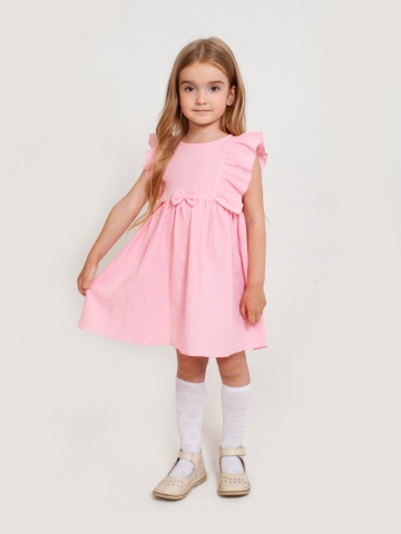 Купить 322-Р. Платье из муслина детское, хлопок 100% розовый, р. 98,104,110,116 в Энгельсе