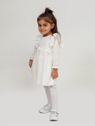 Купить 321-МО. Платье из муслина детское, хлопок 100% молочный, р. 98,104,110,116 в Энгельсе